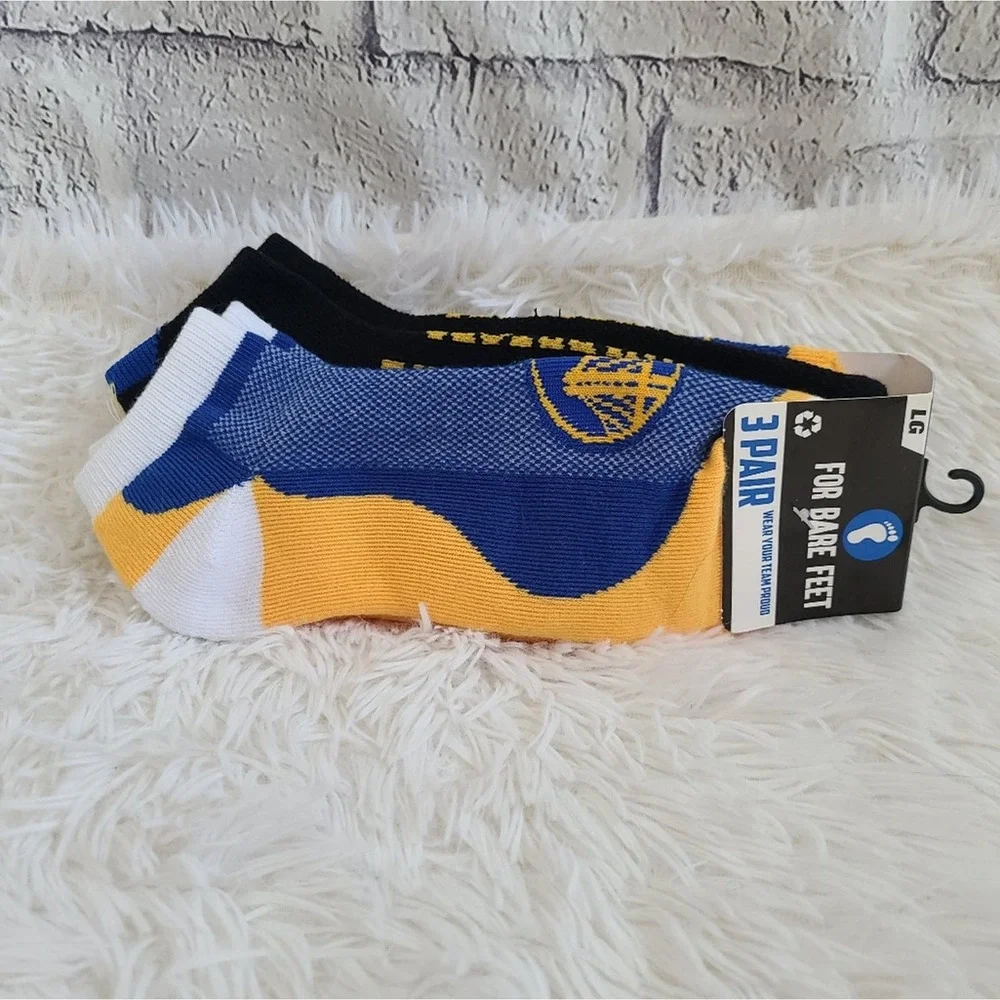 Golden State Warriors‎ 3 Pack Logo Ankle Socks NWT Size Large